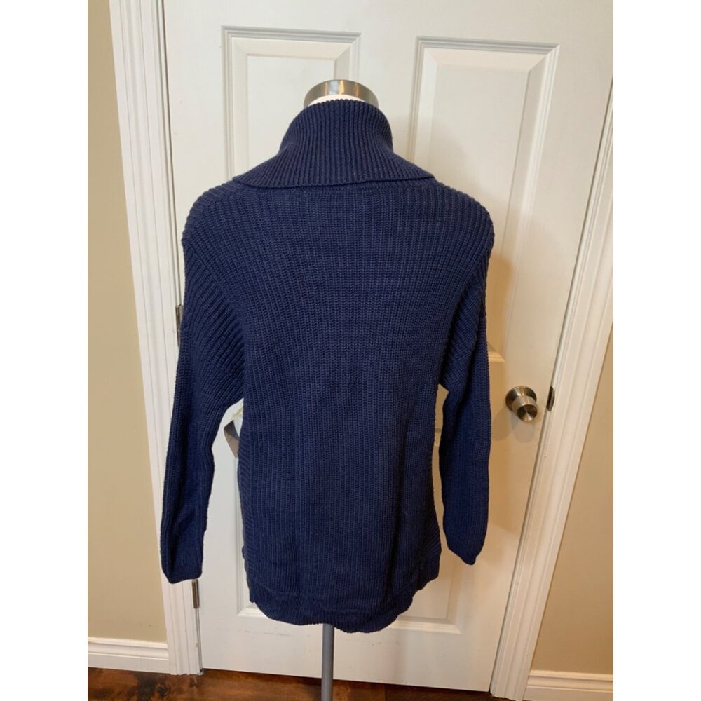 BCBG Max Azria Heather Navy Blue Chunky Knit Sandrah Cowl Neck Sweater Size XS/S - Picture 4 of 5